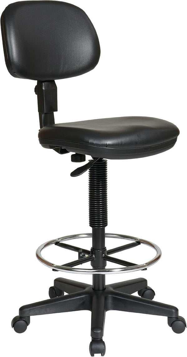 Deluxe Extra Tall High Airlift Stool Wheels Backrest Footring