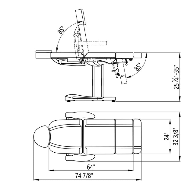 Elite Exam Chair Alpha One Medispa by MediLuxe - 3 Motor